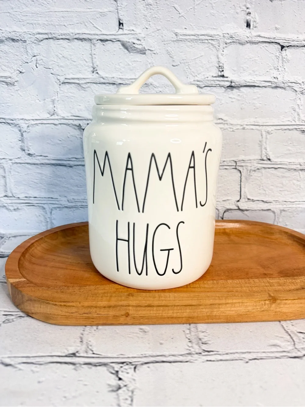 Rae Dunn Cream Ceramic Canister - 'MAMA'S HUGS'